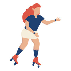 Girl Character with Roller Skates. Vector Graphic Illustration in Flat Cartoon Design