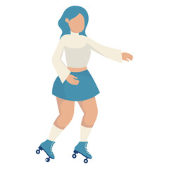 Girl Character with Roller Skates. Vector Graphic Illustration in Flat Cartoon Design