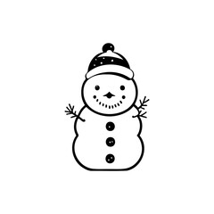 Snowman Icon hand draw black christmas colour logo symbol perfect.