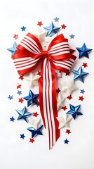 Obraz premium Patriotic Red White and Blue Bow with Stars