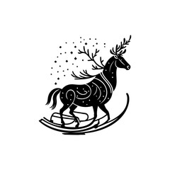 Sleigh Icon hand draw black christmas colour logo symbol perfect.