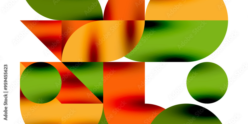 Poster tech minimal circular shapes geometric art. vector modern circles