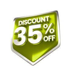 3d sales gold and white discount price tag for composition 35 percent, amazing for product promotion