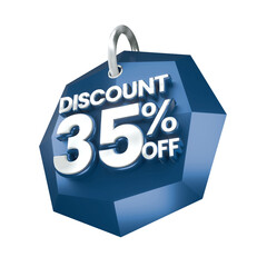 3d sales blue and white discount price tag for composition 35 percent, amazing for product promotion