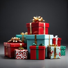 Obraz premium variety of Christmas gifts with ribbon