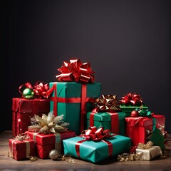 Obraz premium variety of Christmas gifts with ribbon