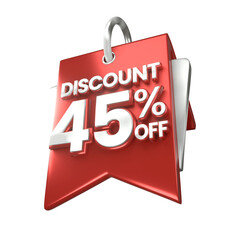3d sales red and white discount price tag for composition 45 percent, amazing for product promotion