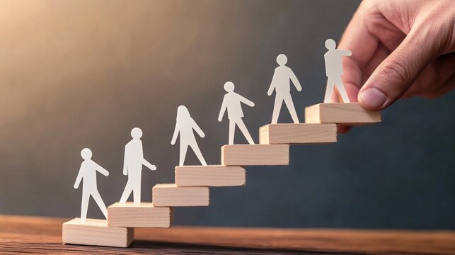 An inspirational coaching concept image showcasing a mentor giving personal growth and development advice, with a focus on career advancement