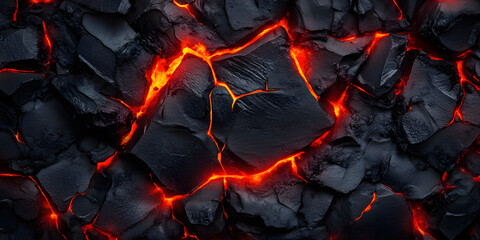 background of black stones and lava. texture of lava flowing through the stones