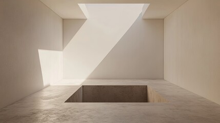 Obraz premium Minimalist Interior with a Square Recess in the Floor
