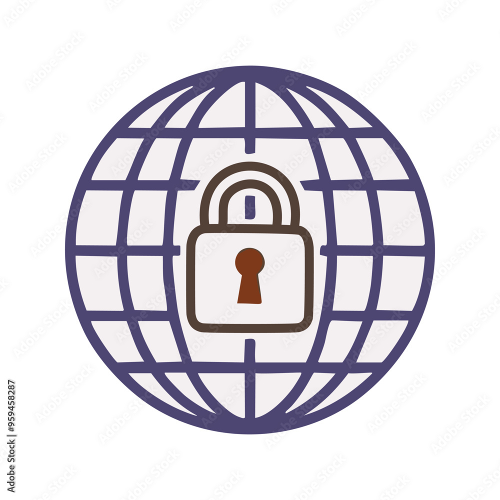 Poster global security. secure worldwide network access, digital privacy, data protection, secure web brows