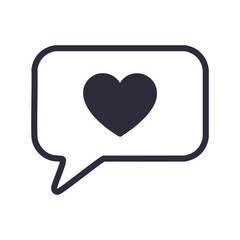 Heart speech bubble. Speech bubble with a heart inside, signifying love, affection, and positive feedback.