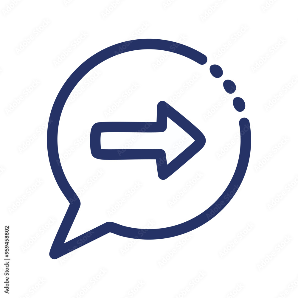 Poster speech bubble right arrow. hand-drawn speech bubble with a right arrow pointing toward the direction