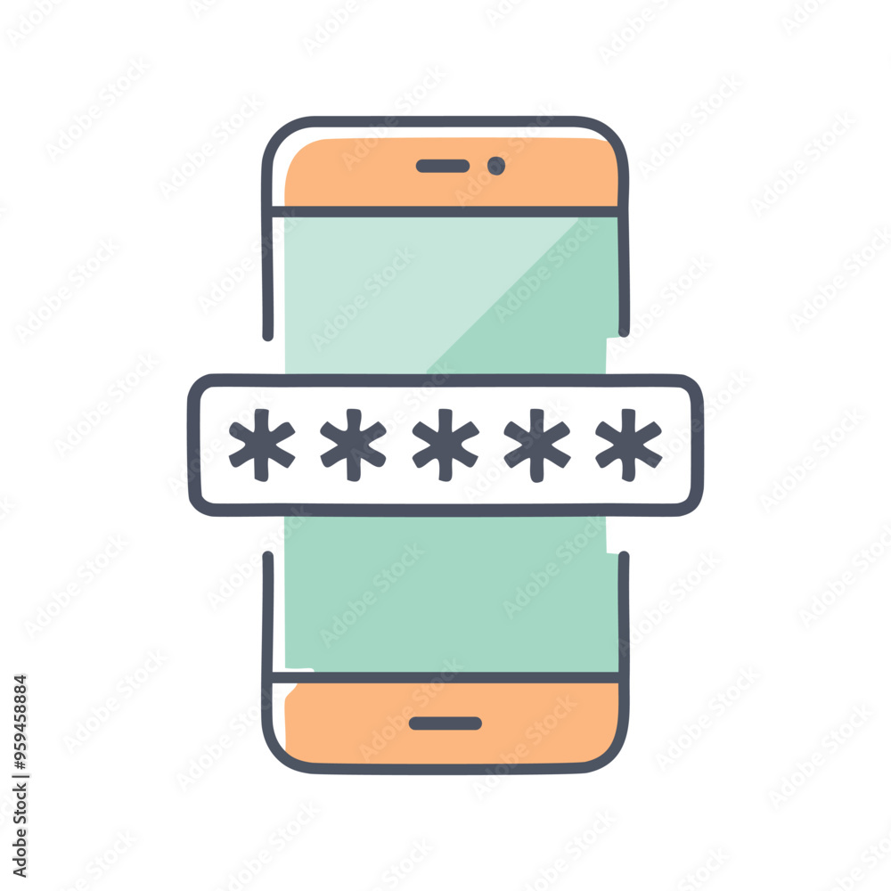 Poster phone security icon. illustration of a smartphone with a password lock, representing data protection