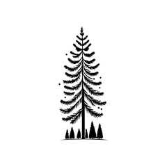 Obraz premium Tree Icon hand draw black colour new year logo symbol perfect.