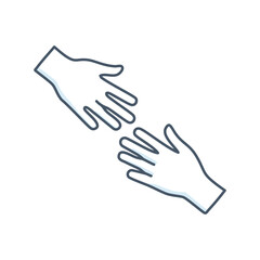 Helping hands. Two hands reaching out to each other, symbolizing support, partnership, and connection.