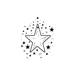 Star Icon hand draw black colour new year logo symbol perfect.