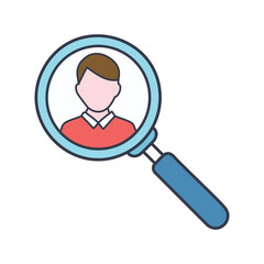 Magnifying glass person. Magnifying glass focusing on a person, symbolizing investigation, research, or close examination.