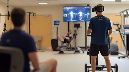 Fototapeta premium Virtual Physiotherapy Session for Muscle Strengthening and Rehabilitation