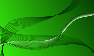 Obraz premium green business lines wave curves on gradient abstract background