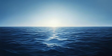 Obraz premium Calm blue ocean water with a sun reflection.