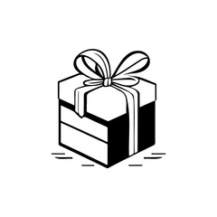 Gift box Icon hand draw black colour valentine logo symbol perfect.