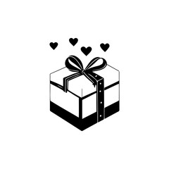 Gift box Icon hand draw black colour valentine logo symbol perfect.