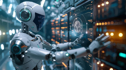 Fototapeta premium Advanced Robotics: AI-Enhanced Human-Robot Interaction