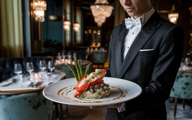 Elegant Fine Dining Experience with Gourmet Lobster Dish