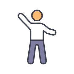 Person waving hand. Simple illustration of a person waving their hand in greeting or farewell.
