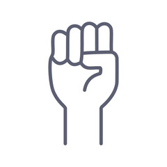 Obraz premium Raised fist icon. Line art illustration of a clenched fist. Symbol of strength, unity, and protest.