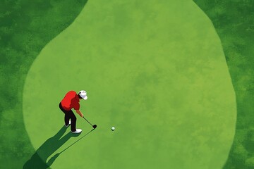 illustration of a golfer playing golf, top down view