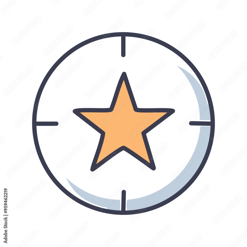 Poster star target icon. simple vector graphic of a star inside a target. ideal for business or success con