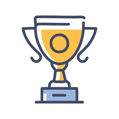 Gold trophy cup. Gold trophy cup illustration with blue base. Represents success, achievement, and victory. Ideal for award ceremonies and celebrations.
