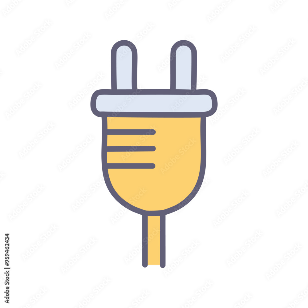 Poster electrical plug icon. simple electrical plug icon in yellow with blue outline. perfect for web desig