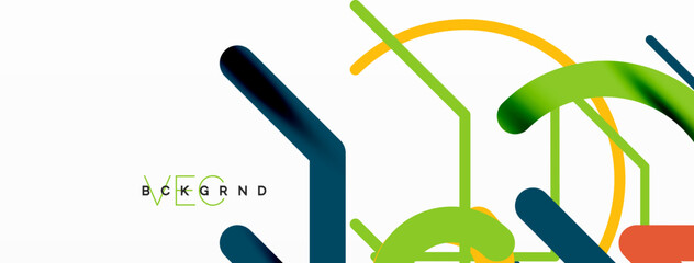 Abstract background. Circles and colorful round shape lines. Linear geometric minimal design