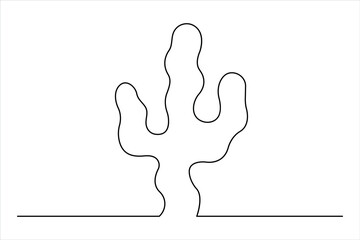 Continuous one line art drawing of cactus illustration
