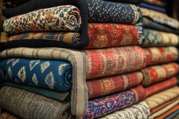 traditional textile shop on the streets in Asia