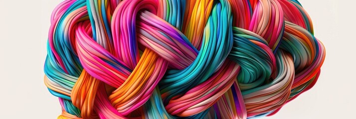 Vibrantly colored wires intertwined to form a brain shape.