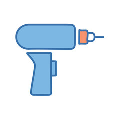 Electric drill icon. Colorful line icon design of an electric drill, commonly used for DIY projects, home repairs, and construction.