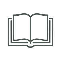 Open book icon. Simple line drawing of a book opened to a blank page. Great for education, knowledge, reading, and learning themes.