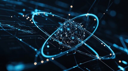 Obraz premium Abstract Blue Lines and Globe Network Connection Futuristic Technology Background