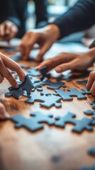 Collaborative Puzzle Assembly: Abstract Visualization of Team Unity and Business Vision. Cultural Inclusivity in Corporate Strategy. Freedom of Innovation. Teamwork Concept for Marketing Campaigns. En