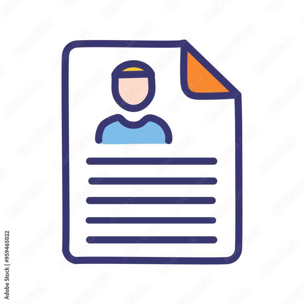Poster profile document icon. person profile document with folded corner, data, information. useful for web