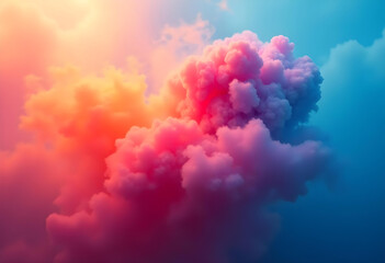A vibrant and ethereal cloud formation against a gradient sky. The clouds are billowing and voluminous, creating a dramatic and dynamic composition