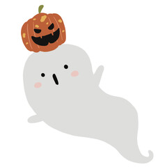 Halloween cute spooky charater costumes vector - vampire, ghost, witch, pumpkins, frankenstein