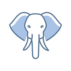 Elephant icon. Simple cartoon style elephant head illustration. Perfect for logos, branding, or kids designs.