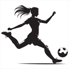 Basic RGB female soccer player football silhouette vector on white background 
