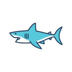 Naklejka premium Blue shark illustration. Cartoon illustration of a blue shark, perfect for marine life or ocean-themed projects.