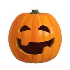 3D isolated Halloween Pumpkin with face cutout and transparent background